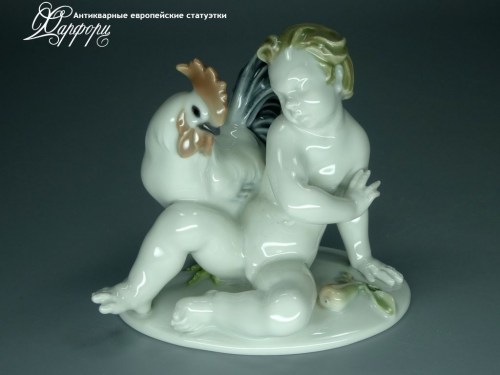 Купить фарфоровые статуэтки Rosenthal, Путти с петухом, Германия